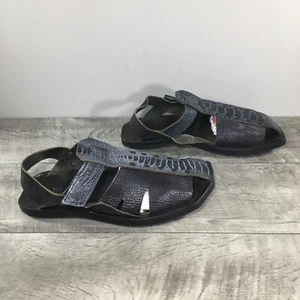 Mens CYDWOQ Made in USA Black Leather Strappy Gladiator Sandals 44 / 10.5 US - Picture 1 of 8