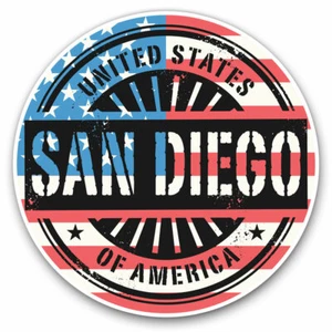 2 x Vinyl Stickers 20cm - San Diego USA American Flag Stamp Cool Gift #6051 - Afbeelding 1 van 9