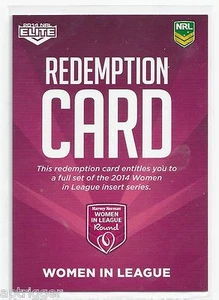 2014 NRL Elite Women In League Redemption Card - Picture 1 of 1