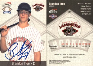 Brandon Inge Signed 1999 Team Best #39 RC Card Auto AU