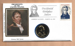 ANDREW JACKSON MAR 15,1987 BIRTHPLACE STA LIMITED EDITION + COIN COLORANO - Picture 1 of 1