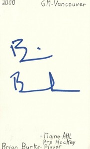 Brian Burke Maine AHL GM Vancouver NHL Hockey Autographed Signed Index Card