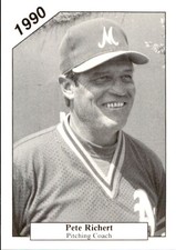 1990 Modesto A's Chong #34 Pete Richert Palm Springs California CA Baseball Card