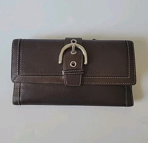Coach Soho Vintage Tri Fold Leather Wallet Chocolate Brown Classic Designer - Picture 1 of 15
