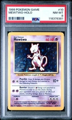 1999 POKEMON GAME #10 MEWTWO HOLO PSA 8 NM MINT BASE SET UNLIMITED - Image 1 of 2
