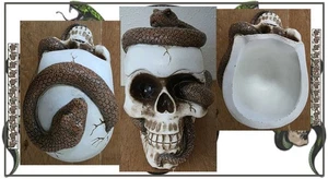 Totenkopf und Schlange versteckter Behälter Schmuck Halter Halloween Wohndeko - Bild 1 von 12