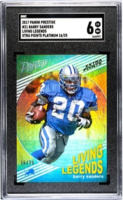 2017 Panini Prestige  Barry Sanders Living Legends X Points Platinum /25   SGC 6 - Image 1 of 2
