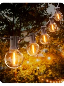 100FT Outdoor String Lights Mains Powered 50+2 G40 LED Globe Bulbs Waterproof - Picture 1 of 7