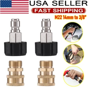 Juego de 4 adaptadores de lavadora a presión M22 accesorios de conexión rápida de 14 mm a 3/8 pulgadas - Imagen 1 de 9