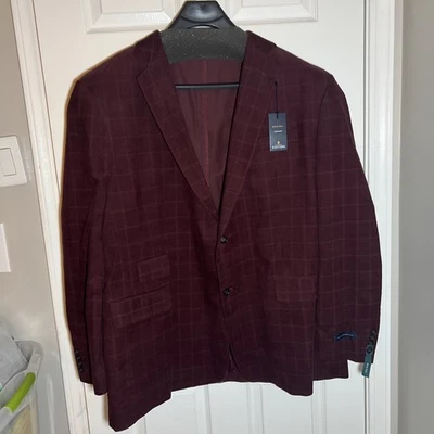 Nuevo con etiquetas Blazer Abrigo Deportivo Stafford Para Hombre 54L Borgoña Cuadros Pana, 54 Largo, Nuevo Foto 1 de 4
