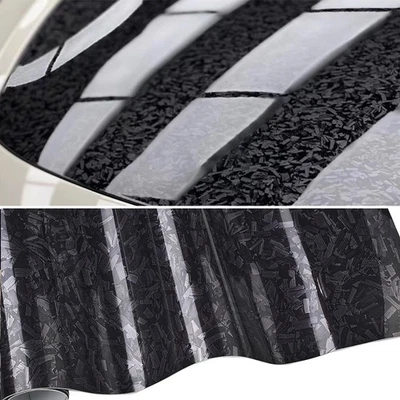 Hoja de vinilo envolvente de PVC con patrón de carbono forjado negro SUV bicicleta carrocería hágalo usted mismo 58"x118" Foto 1 de 4
