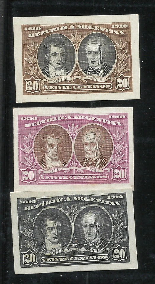 ARGENTINA, YV # 156, 3 DIFFERENT PROOFS, CARD BOARD PAPER - Image 1 of 1