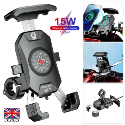 NEW Motorcycle Phone Holder Charger 15W Fast Wireless Charger Motorbike Mount - Image 1 of 4