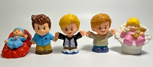 Fisher Price Little People Family Members Set of 5 Dad, Fishing Boy, Panda Baby - Picture 1 of 7