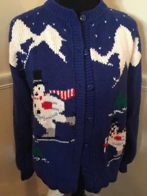 Suéter muñeco de nieve de Navidad para mujer Hastings & Smith mediano lavable acrílico Foto 1 de 4