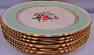 Vintage (6) lot Homer Laughlin Georgian Eggshell Serving Bread Plate Green Band - Picture 1 of 15