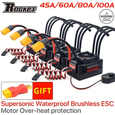 Rocket V2 Supersonic 45A 60A 80A 100A ESC Waterproof Brushless for 1/10 RC Car - Image 1 of 4
