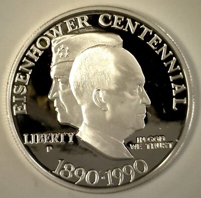 1990 P PROOF Silver Dollar Eisenhower Ike Coin ONLY 90% Silver $1 No Capsule - Image 1 of 2