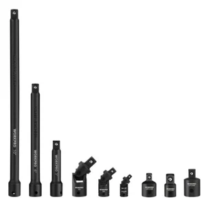 WORKPRO 9Piece Drive Tool Accessory Set 1/4"&3/8"&1/2" Socket Adapter Extensions - Picture 1 of 10