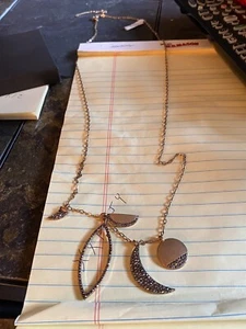 pretty necklace In Half Moondisc Charm Necklace In Charcoal 17 1/2” - Picture 1 of 2