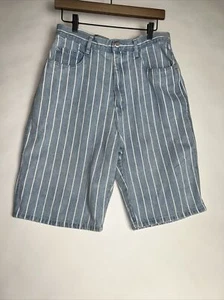 Vintage Bill Blass Shorts Womens 14 Blue Denim High Waisted Striped Y2K - Picture 1 of 5