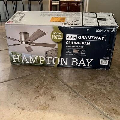 Grantway 48 in. Indoor/Covered Outdoor Brushed Nickel Low Profile Ceiling Fan - Image 1 of 4