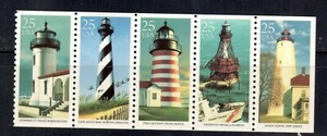 #2470-74  1988 25-cent Lighthouses  se-tenant booklet pane of 5 MNH - Picture 1 of 1