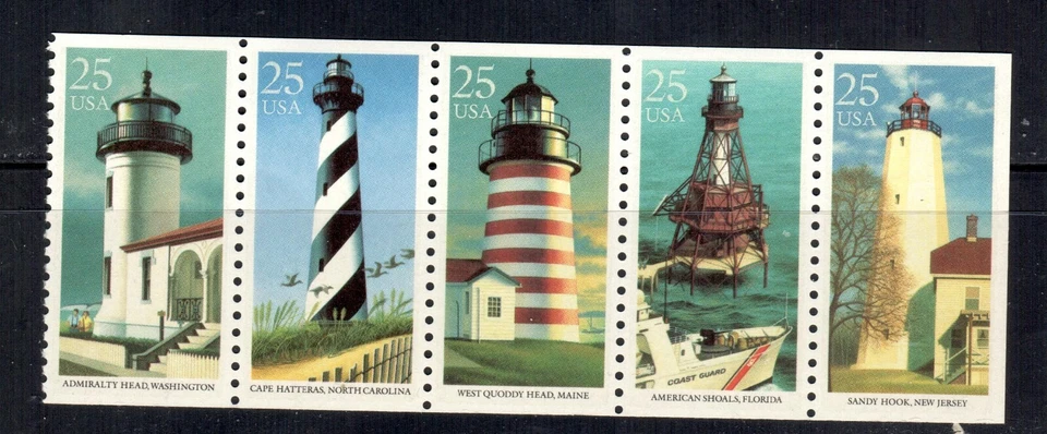 #2470-74  1988 25-cent Lighthouses  se-tenant booklet pane of 5 MNH - Image 1 of 1