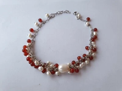 BRACCIALE ARGENTO 925 PERLINE E PIETRE DURE - Immagine 1 di 4