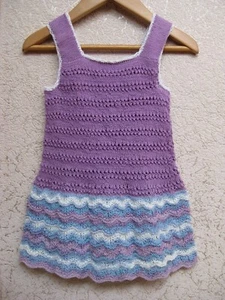 Crochet sun dress tunic baby cotton sleeveless hand knit 12-18 Months - Picture 1 of 4