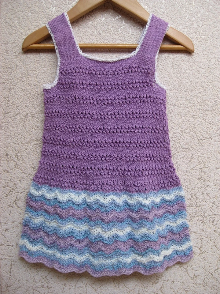 Crochet sun dress tunic baby cotton sleeveless hand knit 12-18 Months - Image 1 of 4