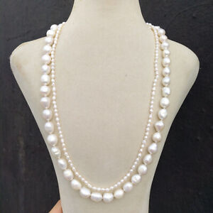 Gorgeous 4-9mm AAA+ South Sea White Natural Real Pearl Necklace 18" 14k Gold P
