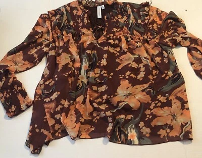 Blusa Top Grace & Karma Talla 1X Plus Para Mujer Boho Ruch Campesina Floral 81624G3D Foto 1 de 4