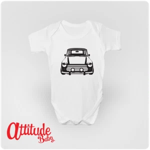 Plain Baby Grows Printed-Mini Car Baby Grow-White Baby Grows-MN01 - Picture 1 of 14