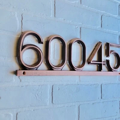 Industrial Copper Address Plaque:16 1/2" X 5 1/2" Horizontal House Numbers - Image 1 of 4