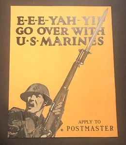 Póster original vintage de la Primera Guerra Mundial de Eee Yah Yip de los Marines de Estados Unidos - Imagen 1 de 7