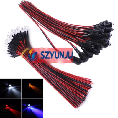 1-100X Bombilla Lámpara LED 18cm Pre Cableada 5mm 24V DC Diodo Emisor Super Brillante Foto 1 de 4