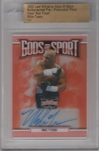 MIKE TYSON 2022 LEAF VIBRANCE GODS OF SPORT CLEAR RED PROOF AUTO 1/1 **BOXING** - Picture 1 of 2