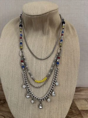 "Collar de cadena Premier Designs plata multicolor con cuentas 18"" cierre de palanca" Foto 1 de 4