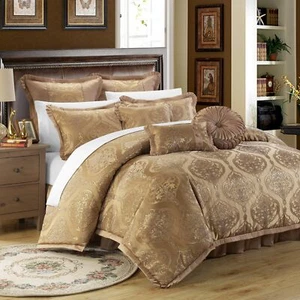 Chic Home 9 Piece Como Decorator Upholstery Quality Jacquard Motif Fabric Bed... - Picture 1 of 8
