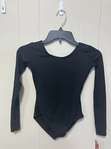 Girl's NEW!! "Capezio" Black Long Sleeve Stretch Leotard Little Girl's Large - Picture 1 of 7