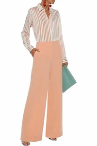 Diane Von Furstenberg Kiersten Wide Leg Pants Pleat Front Coraldust Peach Size 4 - Picture 1 of 2