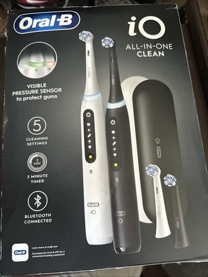New Oral-B iO All-In-One Clean Rechargeable Toothbrush Dual Pack Black/White - Image 1 of 4
