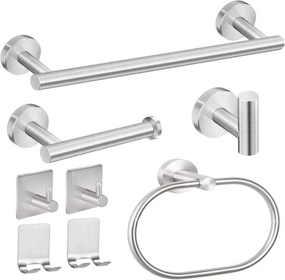 8 Pezzi Set Accessori Bagno Acciaio inossidabile Argento - Immagine 1 di 4