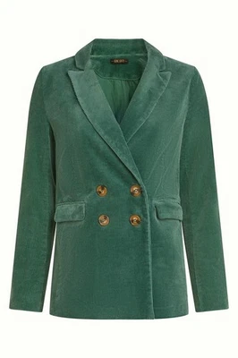 King Louie TINA 09211 Veste Femme Double Boutonnage Velours Côtelé Vert GOTS - Photo 1/4