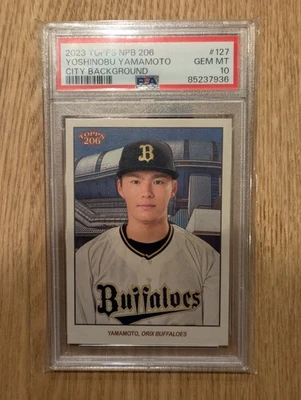 Yoshinobu Yamamoto 2023 TOPPS NPB 206 #127 CITY BACKGROUND RC PSA10 - Image 1 of 2