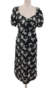 FatFace Women's Dress Size 14 Black White Floral Embroidery Tie Neck Zip New F1 - Picture 1 of 10
