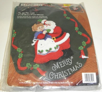 Bucilla MR and MRS CLAUS 15x40" Tablerunner Felt Applique Kit 83426 SEALED 1996 - Image 1 of 2