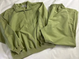 Vtg Windsuit Tracksuit Womens Apple Green 2 Piece Set Sz Large Excellent - Picture 1 of 22