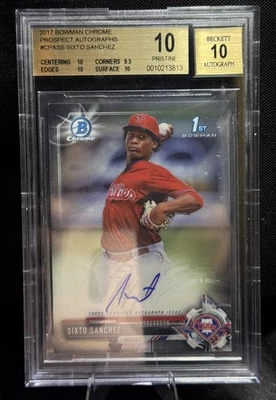 Bowman Chrome Sixto Sanchez Phillies RC 2017 novato BGS 10 impecable con 10 automático Foto 1 de 2